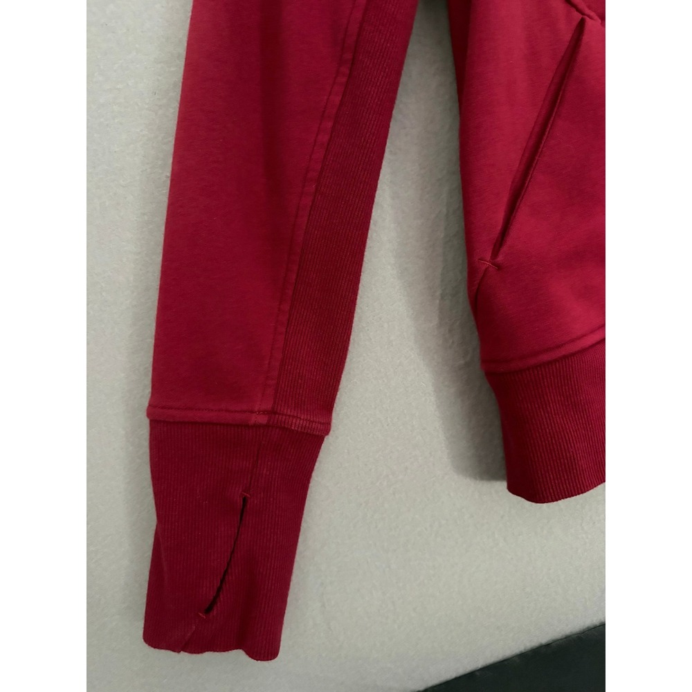 Athleta Women Hoodie Large Dark Red Zip Triumph Long Sleeve Thumbhole Jacket EUC - Picture 3 of 13